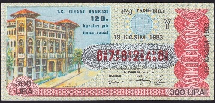 1983 19 Kasım Yarım Bilet - Y Serisi