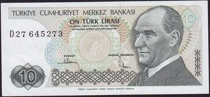 7.Emisyon 2.Tertip 10 Lira D27 645273 Çilaltı