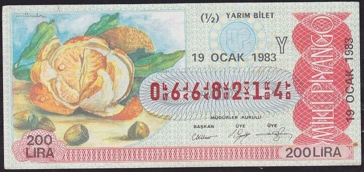 1983 19 Ocak Yarım Bilet - Y Serisi