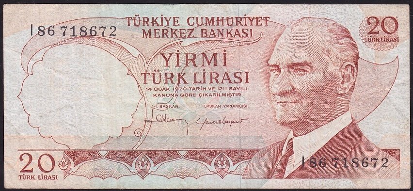 6.Emisyon 4.Tertip 20 Lira I86 718672 Çok Temiz
