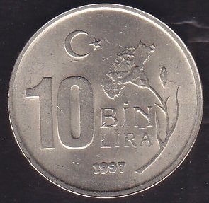 1997 YILI 10 BİN LİRA ÇİLALTI ÇİL ( İNCE BASKI)