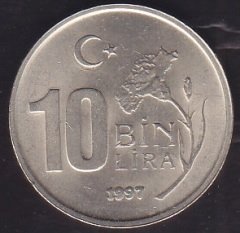 1997 YILI 10 BİN LİRA ÇİLALTI ÇİL ( İNCE BASKI)