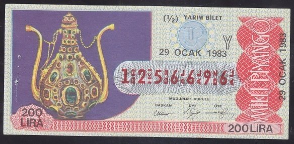 1983 29 OCAK YARIM BİLET - Y SERİSİ