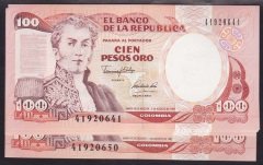 KOLOMBİYA 100 PESOS ORO 1991 ÇİL - 10 ADET SERİ TAKİPLİ