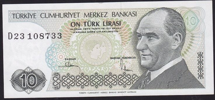 7.Emisyon 2.Tertip 10 Lira D23 108733 Çilaltı