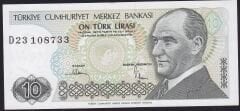 7.Emisyon 2.Tertip 10 Lira D23 108733 Çilaltı
