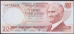 6.Emisyon 4.Tertip 20 Lira I85 743978 Çil