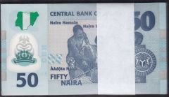 Nijerya 50 Naira 2023 Çil Deste (100 Adet) Polimer