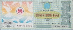 1992 31 ARALIK ÇEYREK BİLET - U SERİSİ