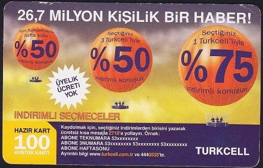 Turkcell Hazır Kart 100 Kontör 2007