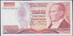 7.Emisyon 1.Tertip 20000 Lira D38 139808 Çilaltı Çil
