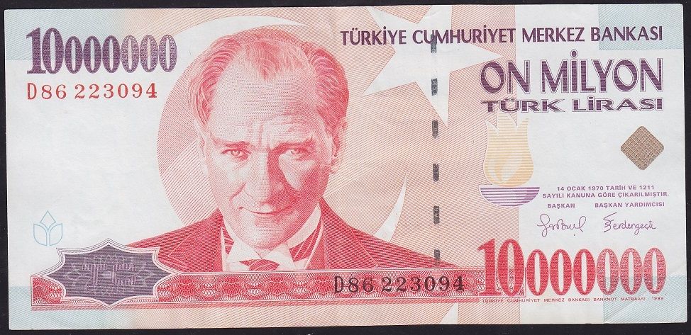 7.Emisyon 10 000 000 Lira D86 223094 Çok Çok Temiz