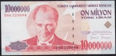 7.Emisyon 10 000 000 Lira D86 223094 Çok Çok Temiz