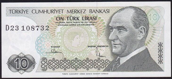 7.Emisyon 2.Tertip 10 Lira D23 108732 Çilaltı