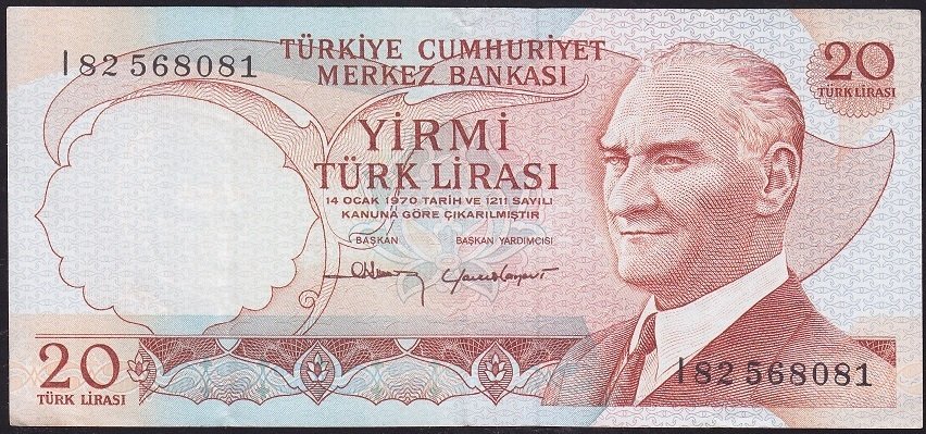 6.Emisyon 4.Tertip 20 Lira I82 568081 Çok Temiz+