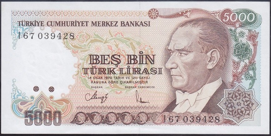 7.EMİSYON 4.TERTİP 5000 LİRA I67 039428 ÇİLALTI ÇİL