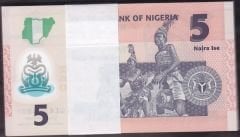 Nijerya 5 Naira 2022 Çil Deste (100 Adet) Polimer
