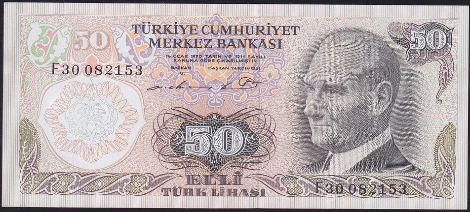 6.Emisyon 1.Tertip 50 Lira F30 082153 Çilaltı Çil
