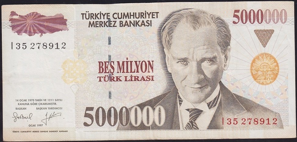 7.Emisyon 5 000 000 Lira I35 278912 Çok Temiz