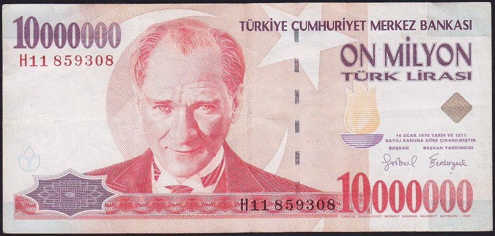 7.Emisyon 10 000 000 Lira H11 859308 Çok Temiz+
