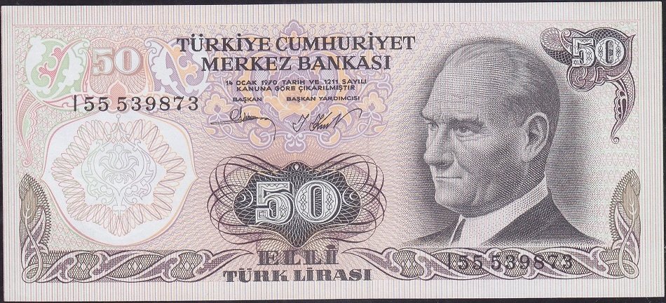6.Emisyon 2.Tertip 50 Lira I55 539873 Çilaltı