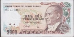 7.EMİSYON 4.TERTİP 5000 LİRA I63 550366 ÇÇT + eski kağıt para değerleri