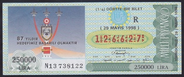 1998 29 MAYIS ÇEYREK BİLET