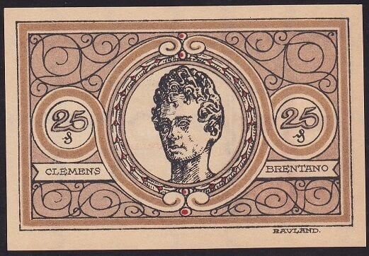 Almanya 25 Pfennig Notgeld 1921 Çil Filigranlı