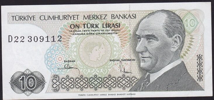 7.Emisyon 2.Tertip 10 Lira D22 309112 Çil