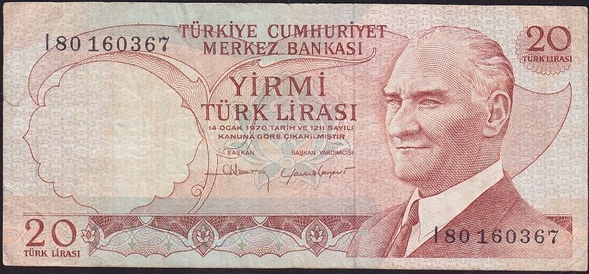 6.Emisyon 4.Tertip 20 Lira I80 160367 Çok Temiz