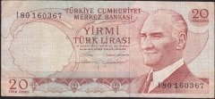 6.Emisyon 4.Tertip 20 Lira I80 160367 Çok Temiz