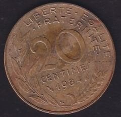 Fransa 20 Centimes 1984