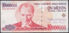 7.Emisyon 10 000 000 Lira G40 400065 Çok Temiz+