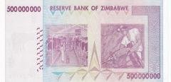 Zimbabwe 500000000 Dolar 2008 Çil AA - Pick 82