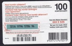 TURKCELL HAZIR KART 100 KONTÖR - YEDEK SİM KART - 2010