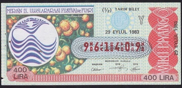 1983 29 Eylül Yarım Bilet - Y Serisi