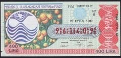 1983 29 Eylül Yarım Bilet - Y Serisi