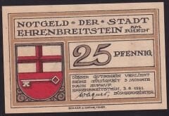 Almanya 25 Pfennig Notgeld 1921 Çil Filigranlı