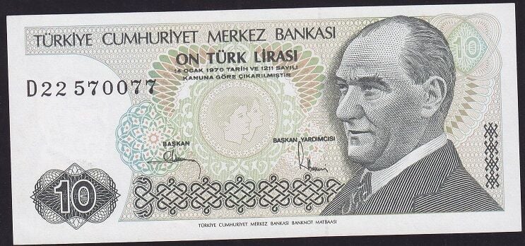 7.Emisyon 2.Tertip 10 Lira D22 570077 Çil