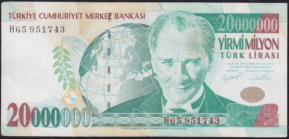 7.Emisyon 20 000 000 Lira H65 951743 Temiz