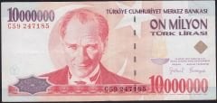 7.Emisyon 10 000 000 Lira C59 247185 Çok Temiz+