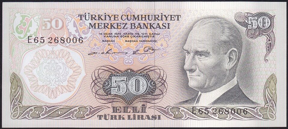 6.Emisyon 1.Tertip 50 Lira E65 268006 Çilaltı Çil