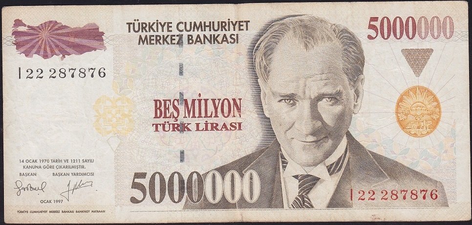7.Emisyon 5 000 000 Lira I22 287876 Çok Temiz