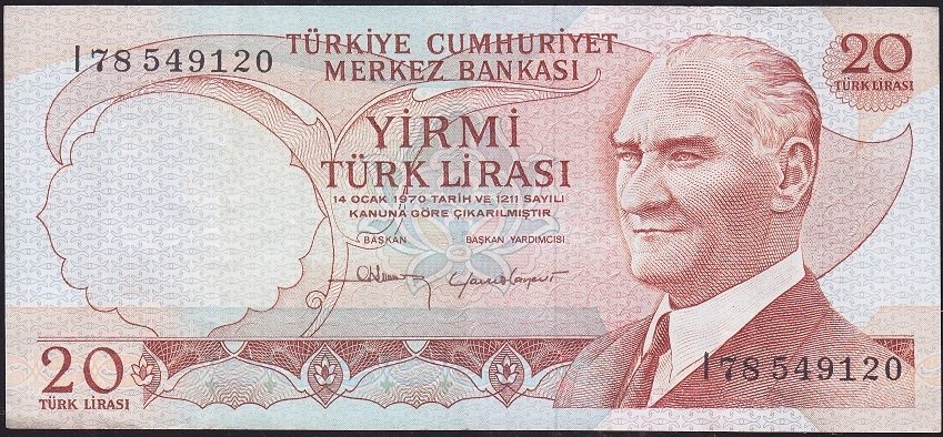 6.Emisyon 4.Tertip 20 Lira I78 549120 Çok Temiz+