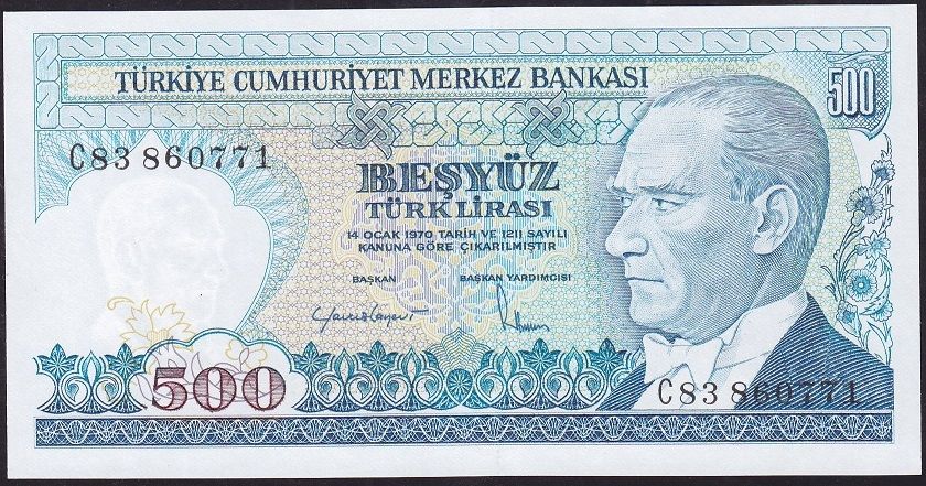 7.Emisyon 2.Tertip 500 Lira C83 860771 Çilaltı Çil