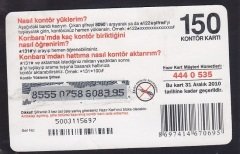 TURKCELL HAZIR KART 150 KONTÖR - YEDEK SİM KART - 2010