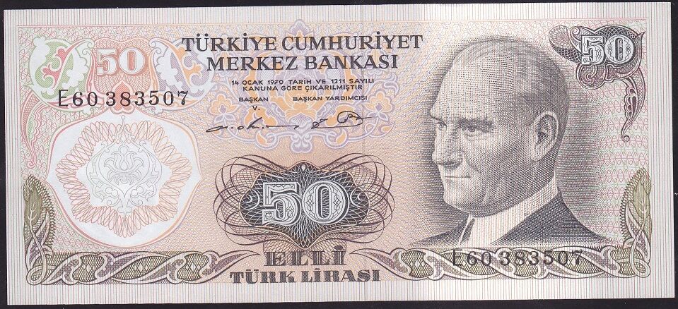 6.Emisyon 1.Tertip 50 Lira E60 383507 Çilaltı Çil