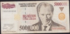 7.Emisyon 5 000 000 Lira I03 533326 Çok Temiz