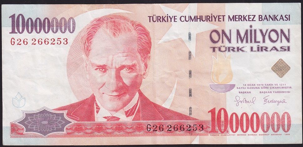 7.Emisyon 10 000 000 Lira G26 266253 Çok Temiz+