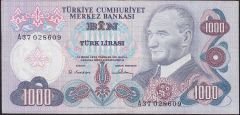 6.Emisyon 1.Tertip 1000 Lira A37 028609 Çok Temiz